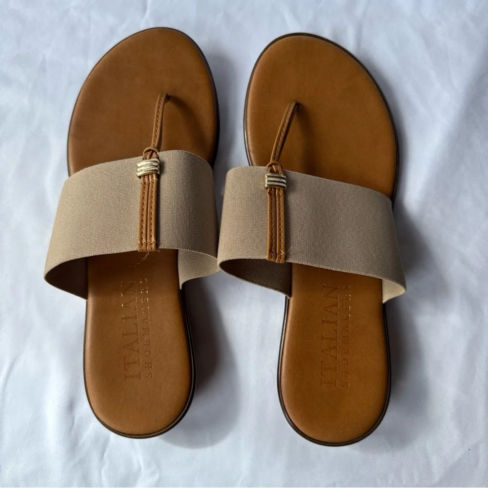 Italian Shoemaker Asher Thong Women's Sandals 7.5 made in Italy faux leather - Picture 2 of 8